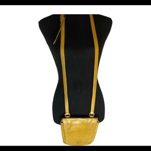 Vintage yellow  leather crossbody purse